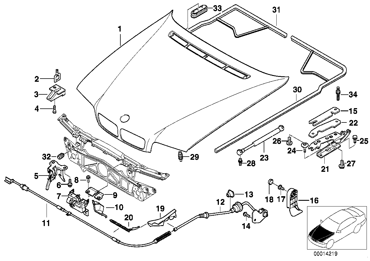 Genuine BMW 51238171528 E38 Right Lower Part Of Hood Lock (Inc. 740i, 730iL & 750iLS)