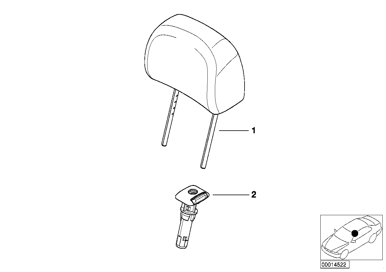 Genuine BMW 52107047007 E46 Head Rest Cloth ANTHRAZIT (Inc. 328i, 325xi & 330i)