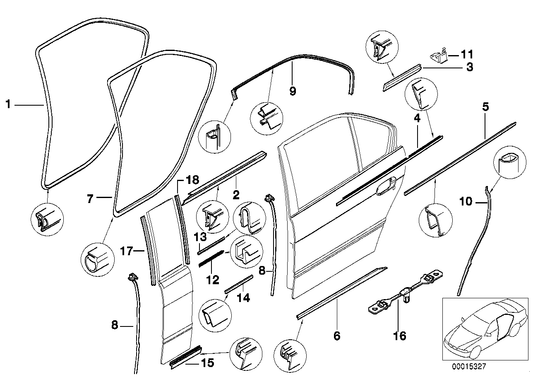 Genuine BMW 51222421523 E38 Waist Rail Trim Strip, Ext. Left Rear SCHWARZ GLANZ (Inc. 740iL, 728iL & 740iLP)