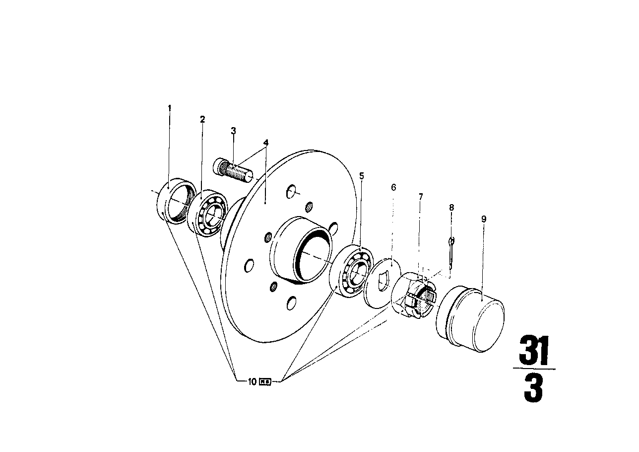 Genuine BMW 31211107456 E21 E24 E12 Wheel Bearing Repair Kit (Inc. 3.0CS, 2.5CS & 2800Bav)