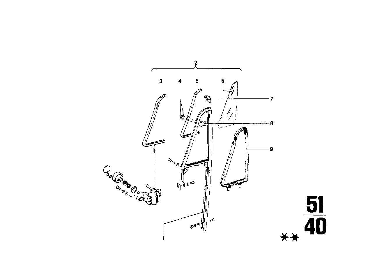 Genuine BMW 51321804919 Vent Window Clear Left (Inc. 1802, 1502 & 2002)