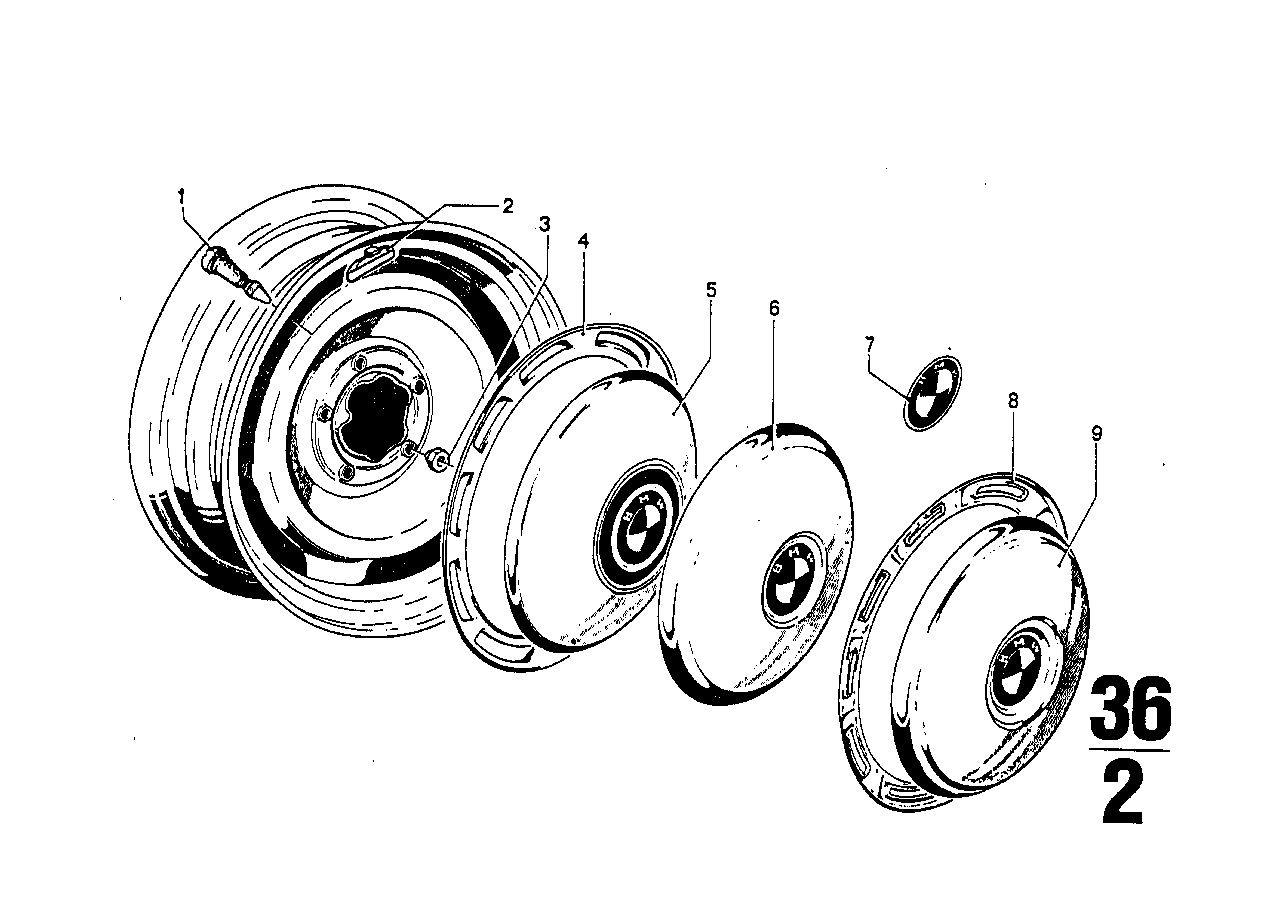Genuine BMW 36134038556 Hub Cap (Inc. Isetta 250, Isetta 300 Dreirad & Isetta 300)