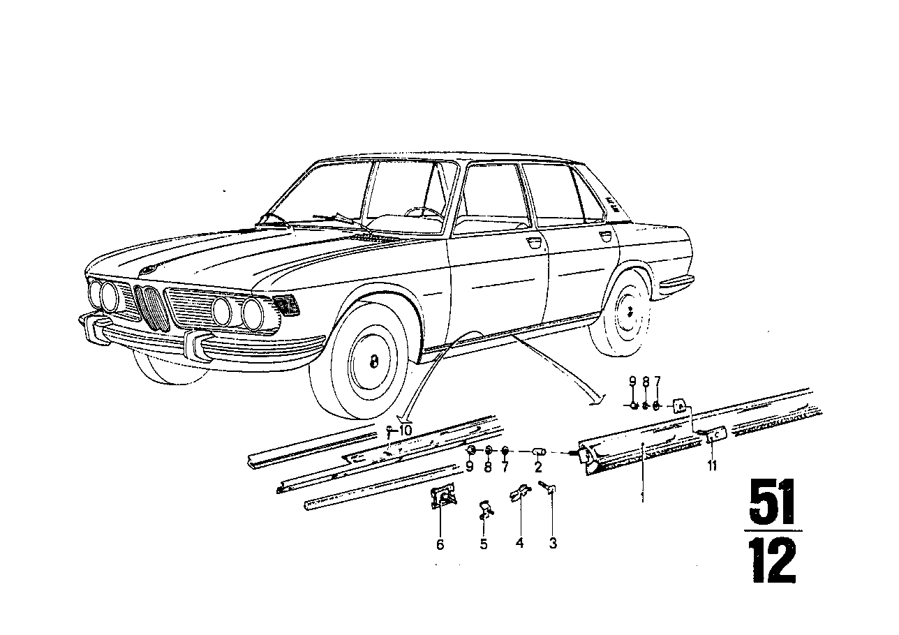 Genuine BMW 51131807673 Fastener (Inc. 2800, 2800Bav & 3.0SBav)