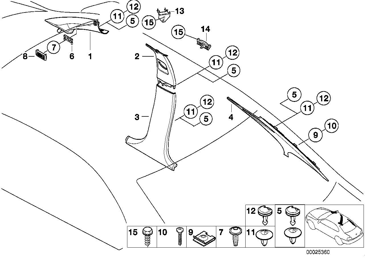 Genuine BMW 51432491494 E39 Covering Column-Center Top Right ANTHRAZIT (Inc. 525td, 528i & 520i)