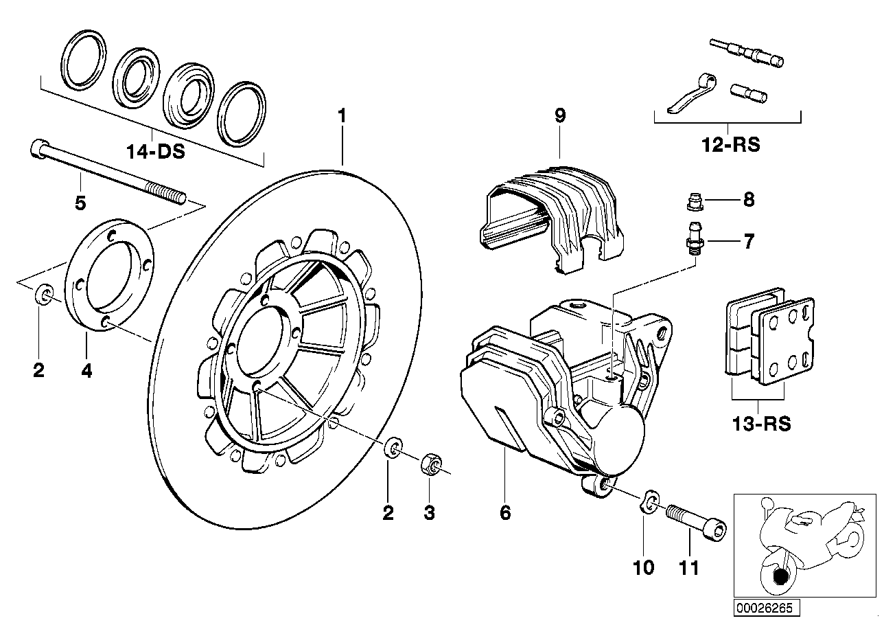 Genuine BMW 34112311198 Brake Rotor, Black, Right (Inc. R 80 GS, R 100 R & R 100 GS)