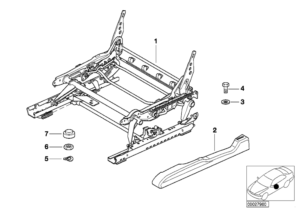 Genuine BMW 52108226267 E46 E53 E83 Seat Mechanism Left (Inc. 320d, 318d & 323i)
