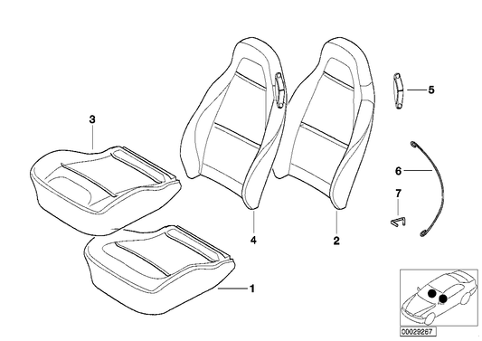 Genuine BMW 52107035400 E36 Cover Backrest Leather Right V3,V4PB BLAU (Inc. Z3 2.5i, Z3 3.0i & Z3 2.5)