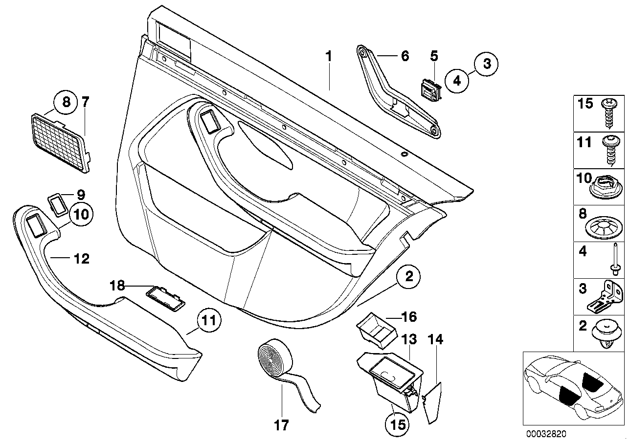 Genuine BMW 51427139947 E39 Door Trim Panel, Rear, Left SCHWARZ (Inc. 525i, 530d & 530i)