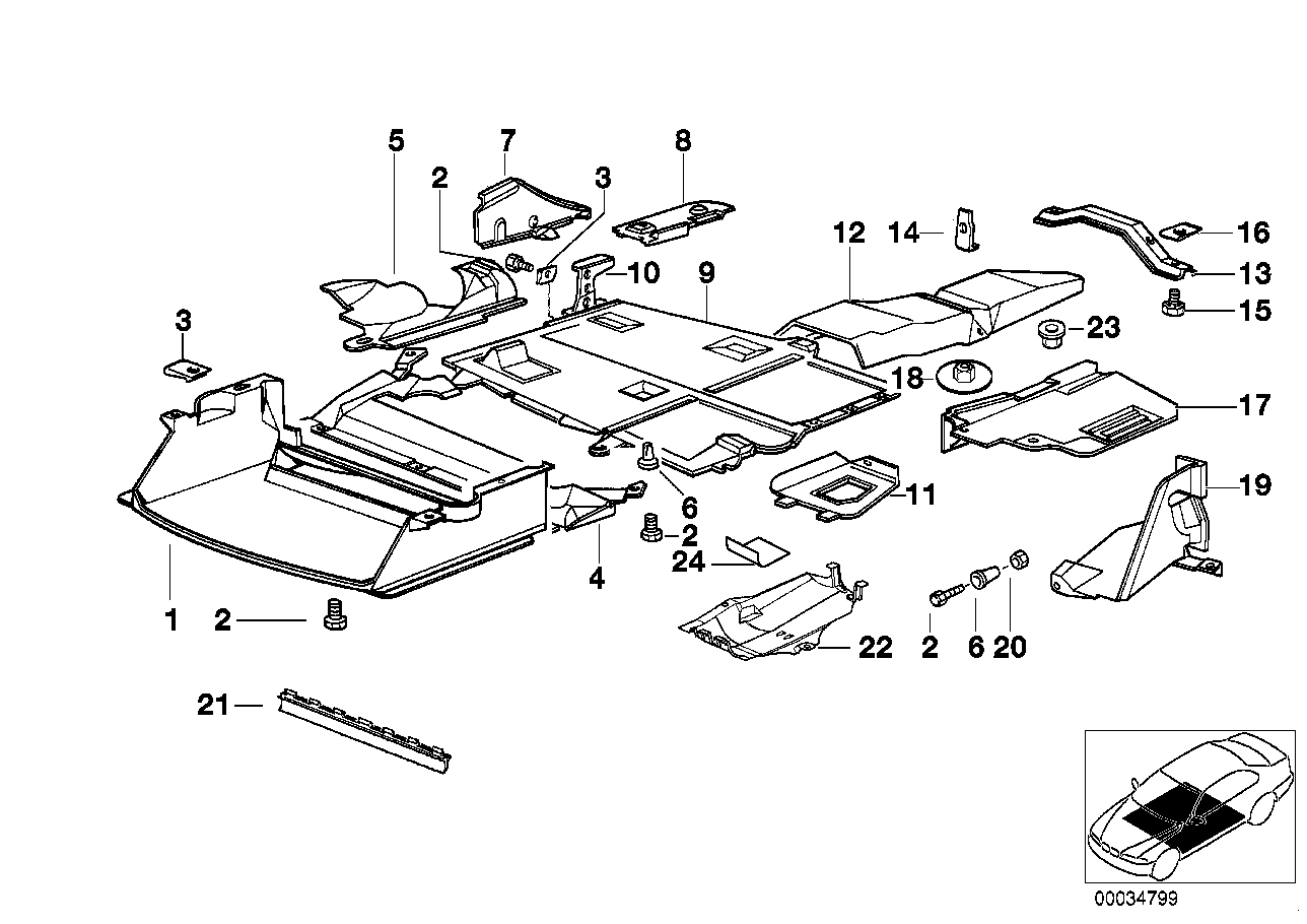 Genuine BMW 51718194500 E36 Underfloor Coating Center (Inc. 318ti, 325tds & 318tds)