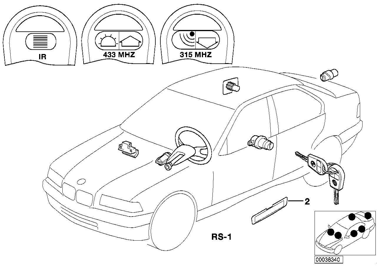 Genuine BMW 51218194531 E36 Repair Kit One-Key Locking System (Inc. 325is, 316i 1.6 & 316i)