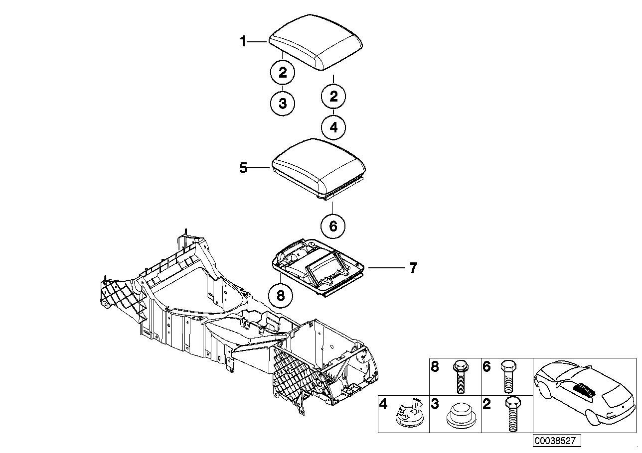 Genuine BMW 51168263733 E53 Instrument Panel, Armrest (Inc. X5)