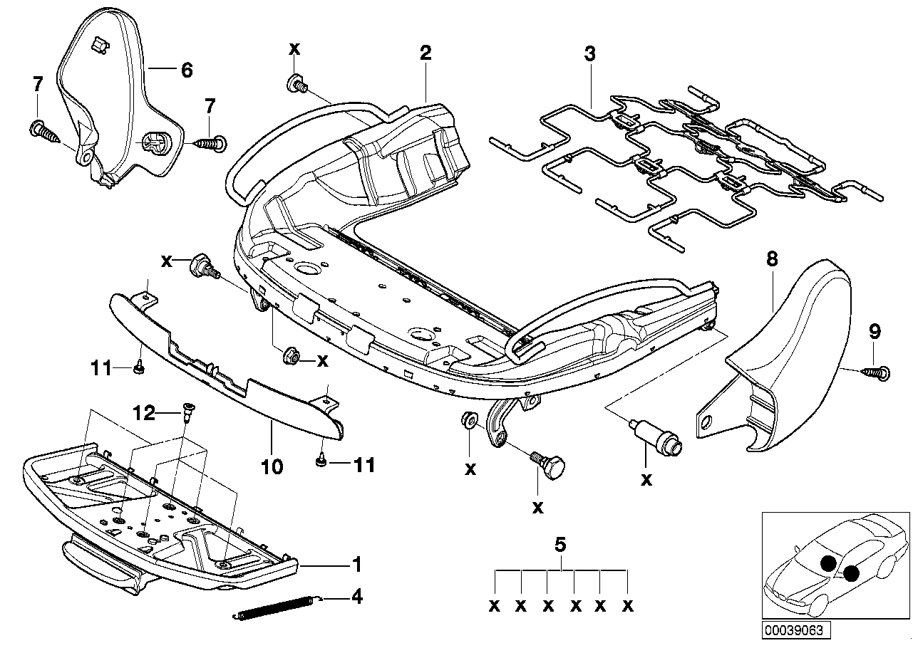Genuine BMW 52108261736 E46 E64 Front Seat Cover SCHWARZ (Inc. 645Ci, 635d & 323Ci)