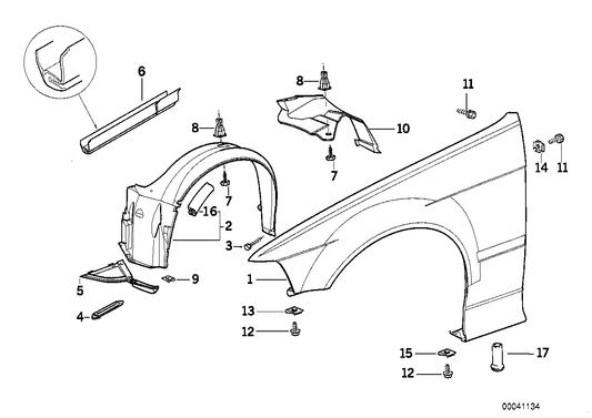 Genuine BMW 41358215289 E36 Side Panel, Front Left (Inc. 318i, 318is & 325i)