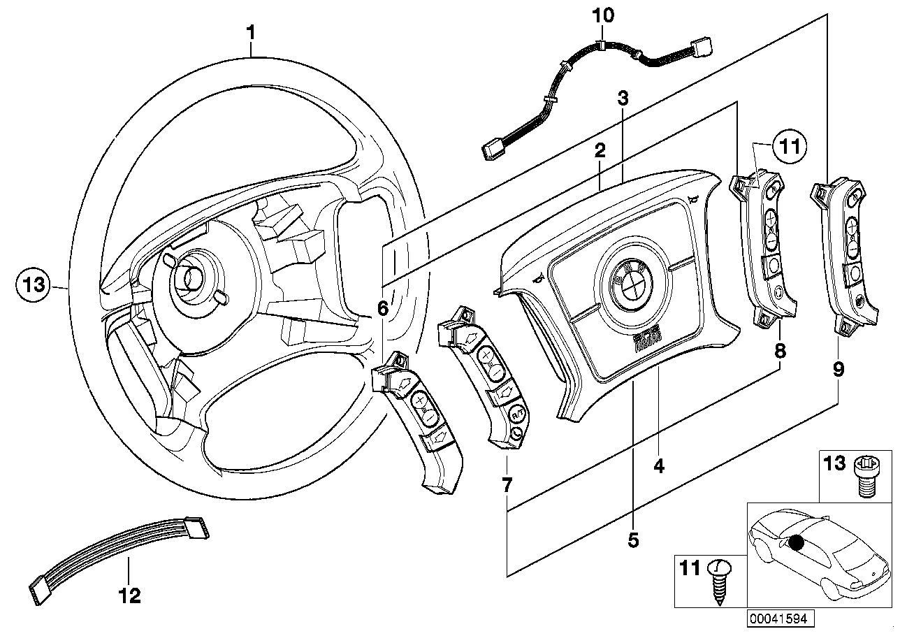 Genuine BMW 61318363700 E38 E39 E53 Radio Switch (Inc. 740iLP, 520i & 523i)