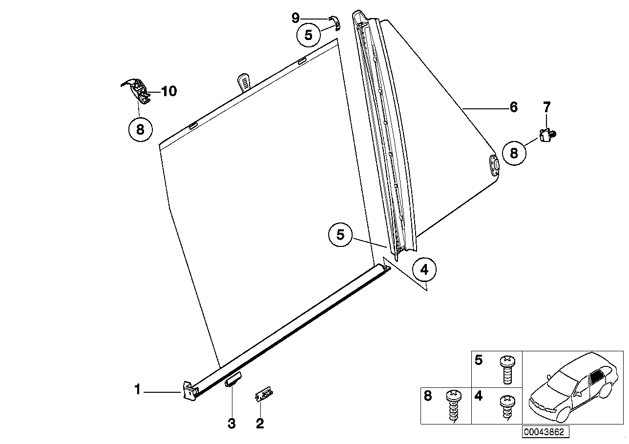 Genuine BMW 51167001148 E53 Right Rear Door Sun Blind DUNKELGRAU (Inc. X5)