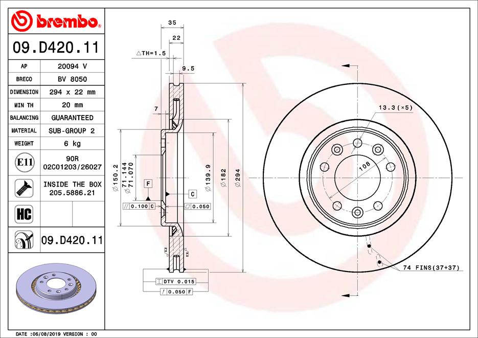 AUGER AUG55327 Disc Brake Caliper Repair Kit