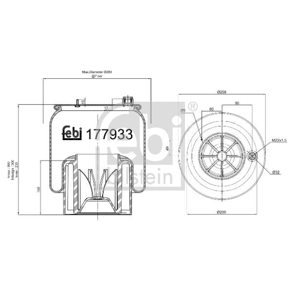 FEBI FE177933 Air Suspension Bellow