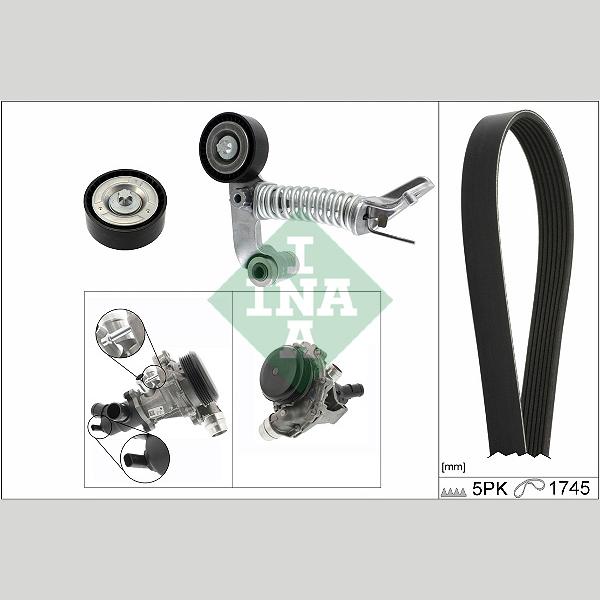 INA 529031930 Water Pump + V-Ribbed Belt Kit