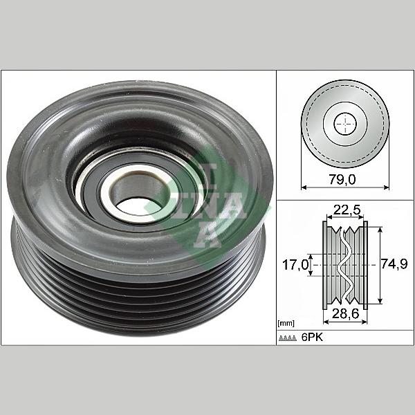 INA 532072110 V-Ribbed Belt Deflection/Guide Pulley