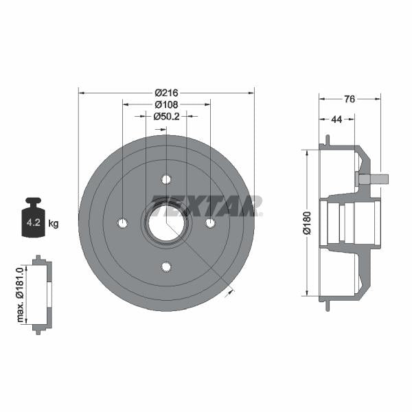 TEXTAR 94012900 Brake Drum