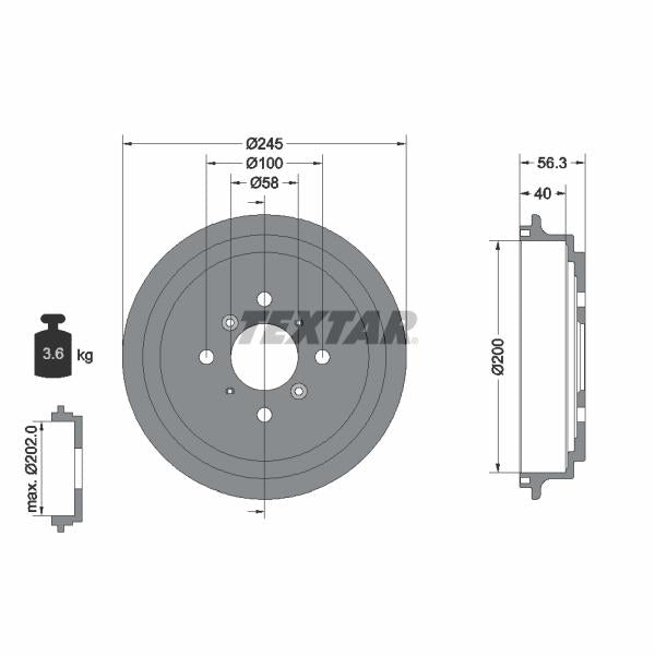 TEXTAR 94026300 Brake Drum