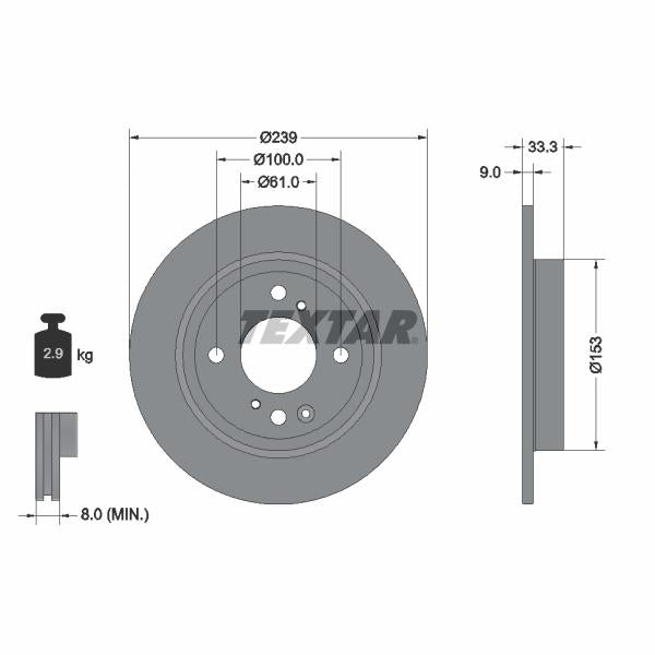 TEXTAR 92333903 Brake Disc