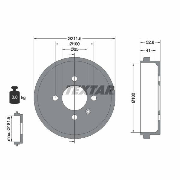 TEXTAR 94022700 Brake Drum