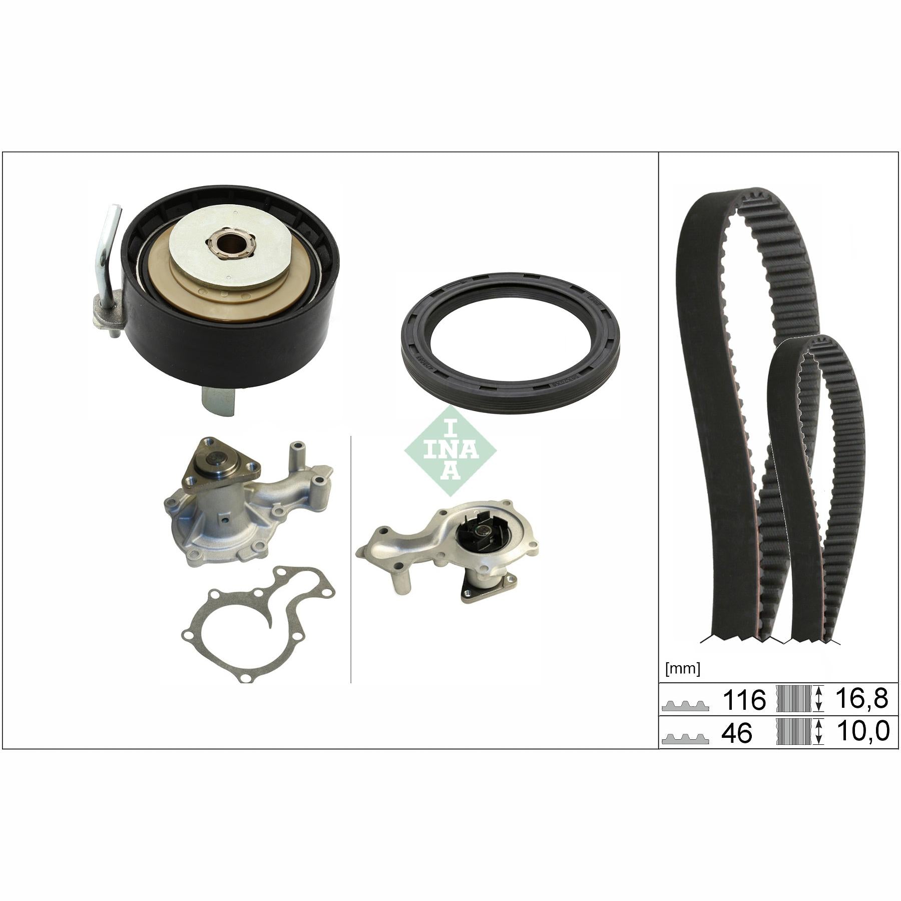 INA 530096130 Water Pump & Timing Belt Kit