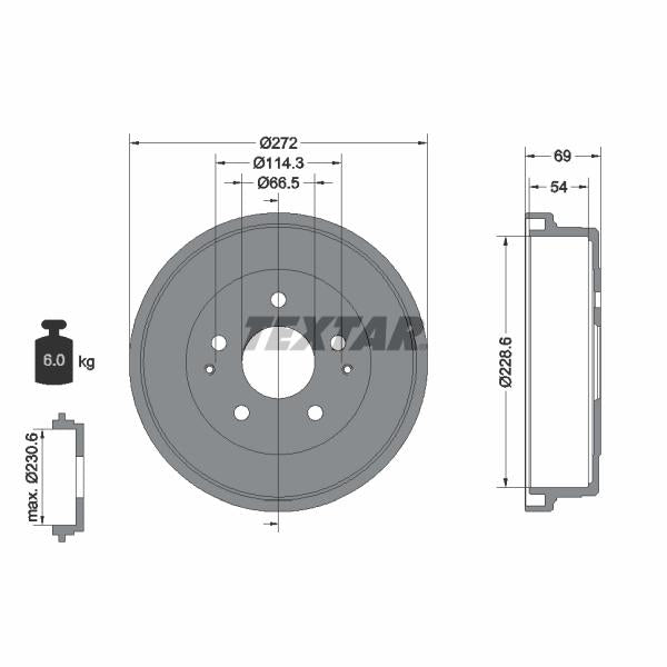 TEXTAR 94034300 Brake Drum