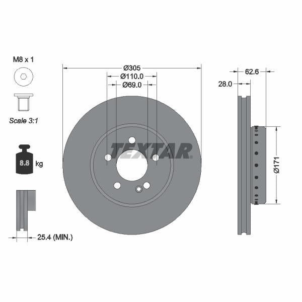 TEXTAR 92343625 Brake Disc
