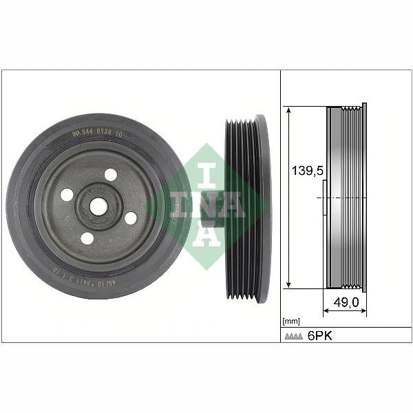INA 544013910 Crankshaft Belt Pulley