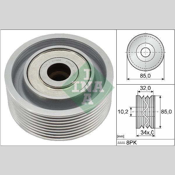 INA 532091910 V-Ribbed Belt Deflection/Guide Pulley