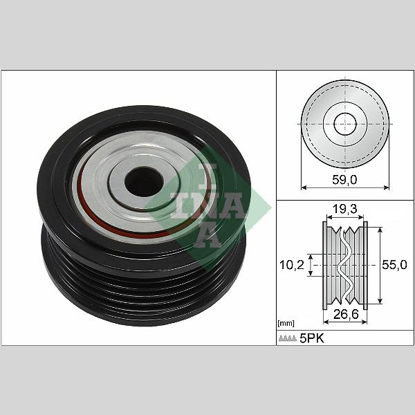INA 532086010 V-Ribbed Belt Deflection/Guide Pulley