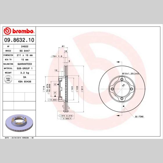 HANS PRIES HP202441 Disc Brake Caliper Repair Kit