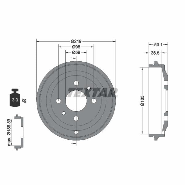 TEXTAR 94020000 Brake Drum