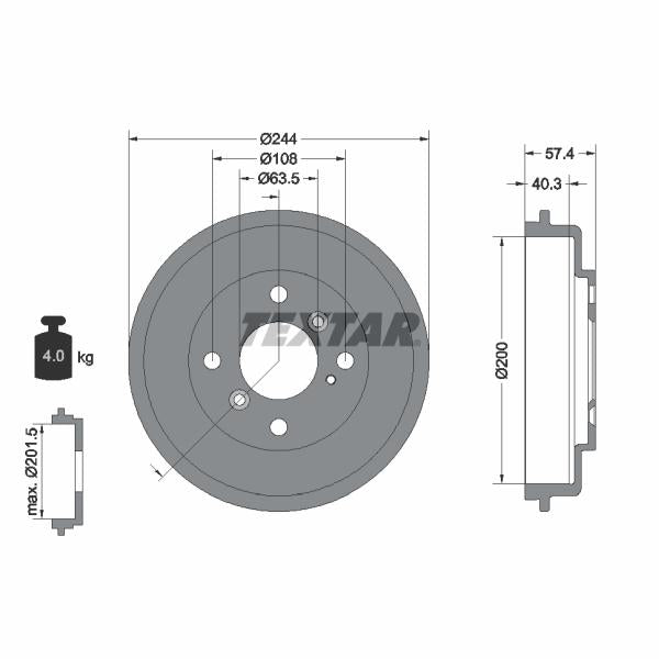TEXTAR 94031900 Brake Drum