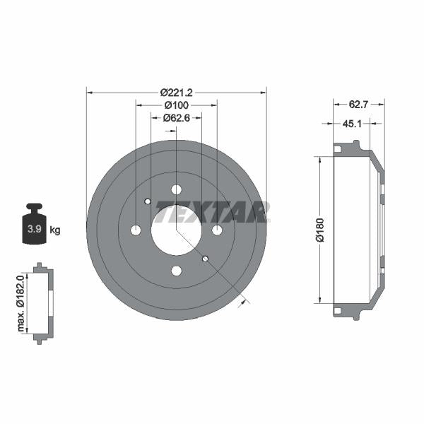 TEXTAR 94040600 Brake Drum
