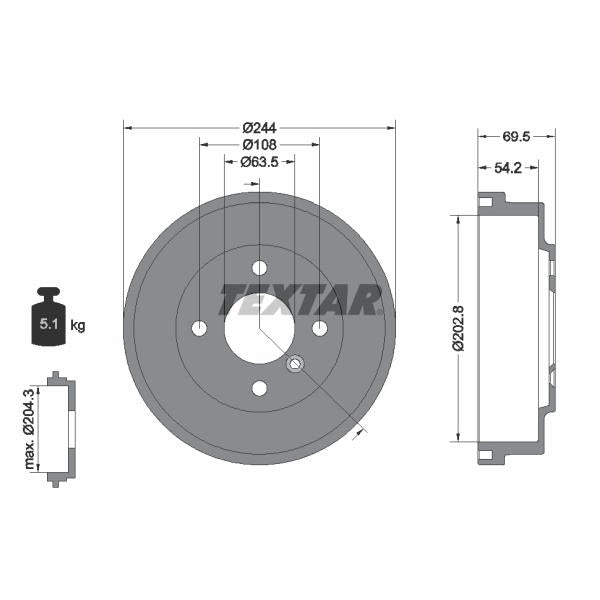 TEXTAR 94048000 Brake Drum