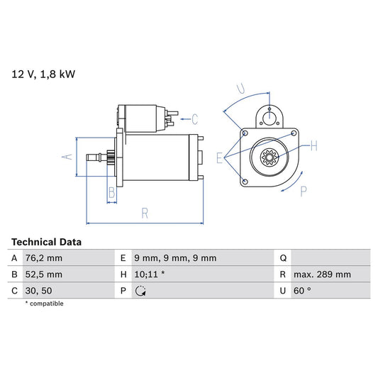 BOSCH 0986016190 Starter