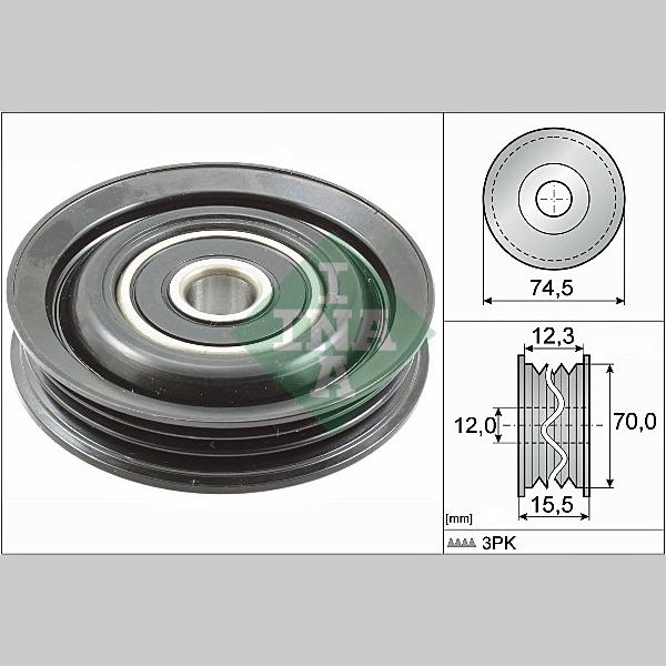 INA 532078610 V-Ribbed Belt Deflection/Guide Pulley