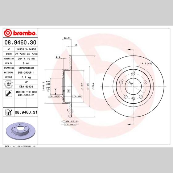 BPART F-1522 Disc Brake Caliper Repair Kit