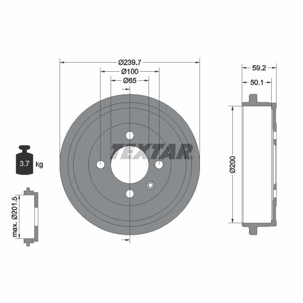 TEXTAR 94022800 Brake Drum