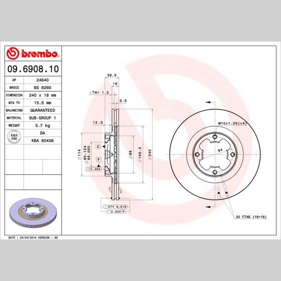 BPART F-1555 Disc Brake Caliper Repair Kit