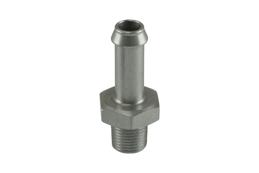 Fitting 8mm / 5/16 Hose End to 1/8 NPT Male Straight - Silver | ML Performance Car Parts
