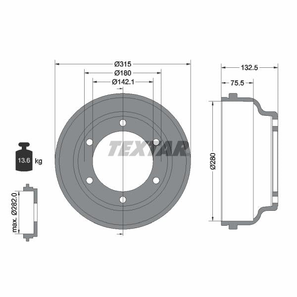 TEXTAR 94024800 Brake Drum