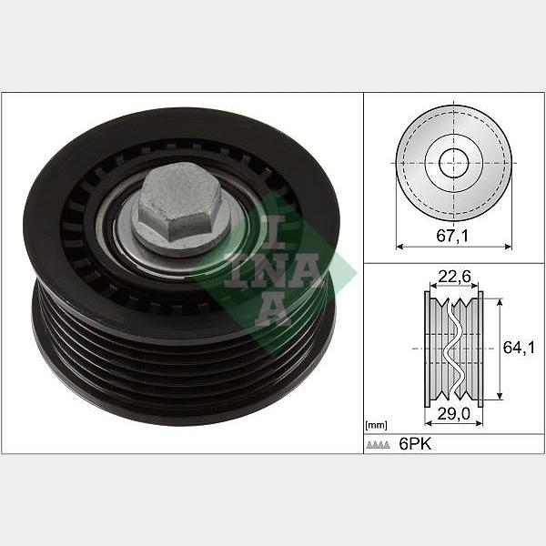 INA 532107610 V-Ribbed Belt Deflection/Guide Pulley