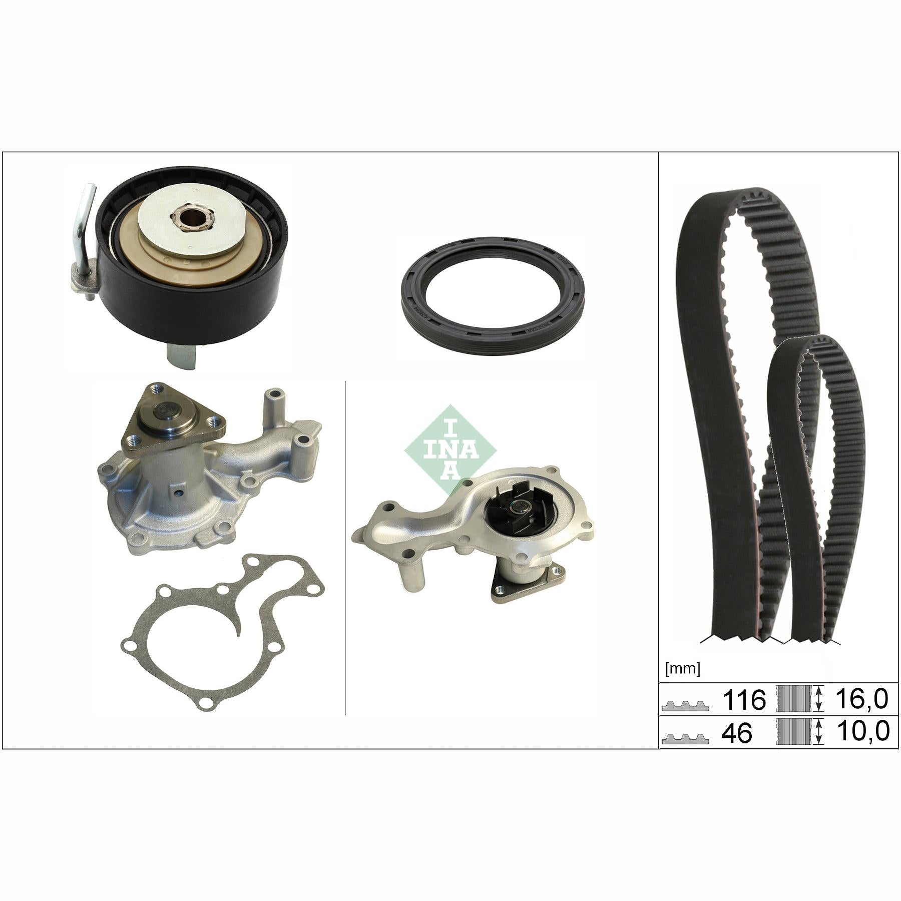 INA 530095830 Water Pump & Timing Belt Kit