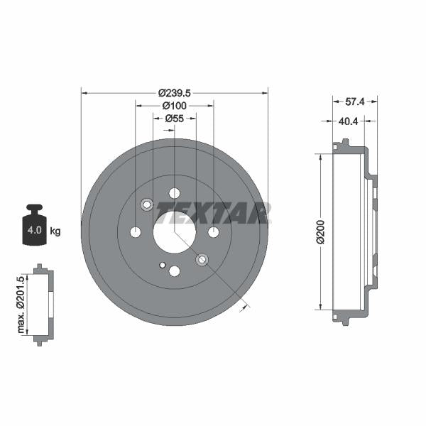 TEXTAR 94038400 Brake Drum