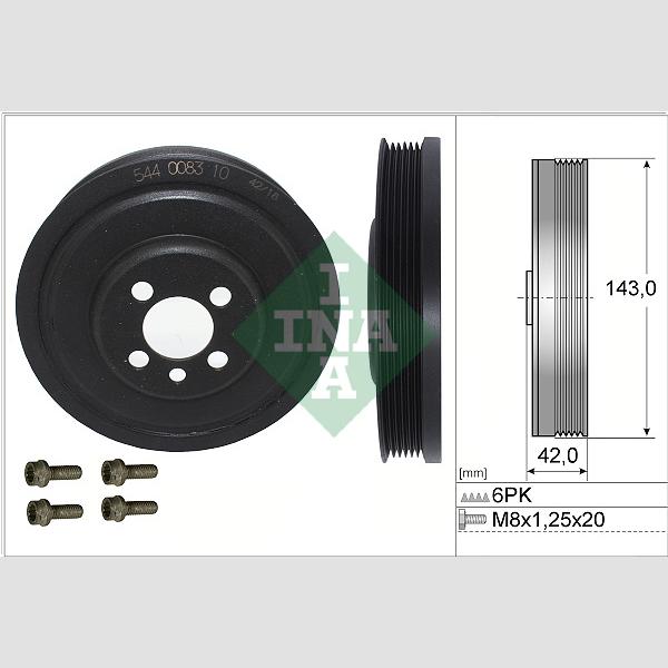 INA 544008320 Crankshaft Belt Pulley