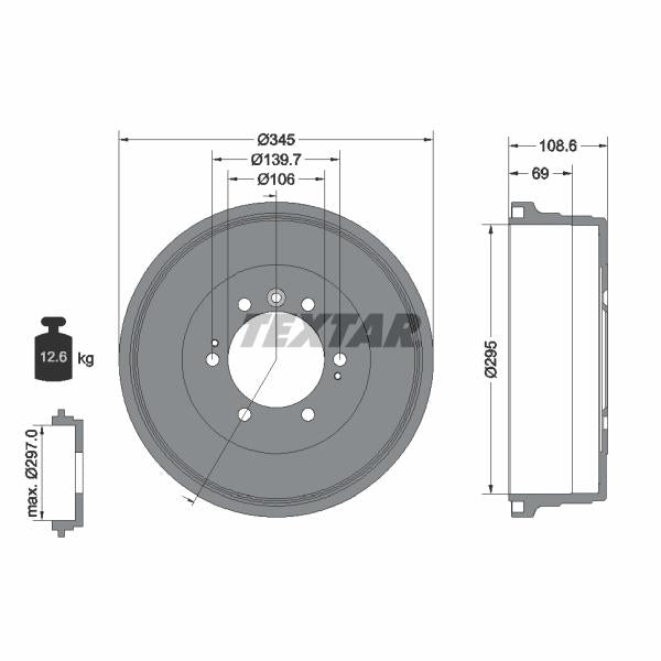 TEXTAR 94042900 Brake Drum